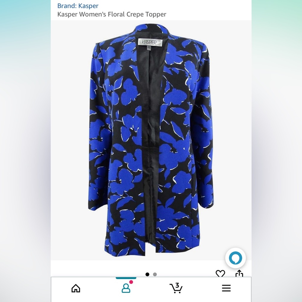 Kasper Women’s Floral Crepe Topper Jacket | Long Open Front Size 10 NWOT